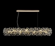 Hiphonic Oblong Linear Pendant 14 Light G9 French Gold/Crystal