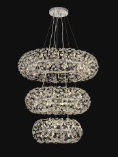 Hiphonic 3 Tier 60cm + 80cm + 100cm Pendant, 12 + 20 + 26 Light G9 Polished Chrome/Crystal, Item Weight: 30.2kg