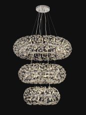 Hiphonic 3 Tier 60cm + 80cm + 1m Pendant, 12 + 20 + 26 Light G9 Polished Chrome/Crystal, Item Weight: 30.2kg