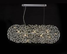 Hiphonic Oblong Linear Pendant 10 Light G9 Polished Chrome / Crystal (28 extra sets of crystal)