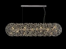 Hiphonic Oblong Linear Pendant 14 Light G9 Polished Chrome / Crystal (44 extra sets of crystal)