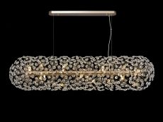 Hiphonic Oblong Linear Pendant 14 Light G9 French Gold / Crystal (44 extra sets of crystal)