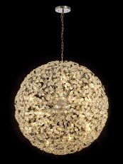 Hiphonic 1.2m Sphere Pendant 64 Light G9 Polished Chrome / Crystal, Item Weight: 60kg