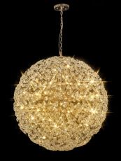 Hiphonic 1.2m Sphere Pendant 64 Light G9 French Gold / Crystal, Item Weight: 60kg