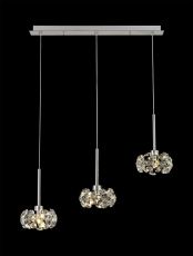 Hiphonic 3 Light G9 2m Linear Pendant With Polished Chrome And Crystal Shade