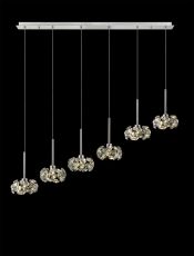 Hiphonic 6 Light G9 2m Linear Pendant With Polished Chrome And Crystal Shade