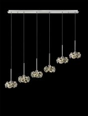 Hiphonic 6 Light G9 2m Linear Pendant With Polished Chrome/Crystal Shade