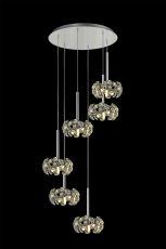 Hiphonic 6 Light G9 2.5m Round Multiple Pendant With Polished Chrome And Crystal Shade
