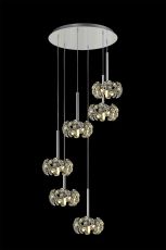 Hiphonic 47cm 6 Light G9 2.5m Round Multiple Pendant With Polished Chrome/Crystal Shade