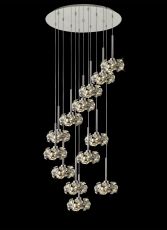 Hiphonic 13 Light G9 2.5m Round Multiple Pendant With Polished Chrome And Crystal Shade