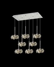 Hiphonic 8 Light G9 2m Rectangle Multiple Pendant With Polished Chrome/Crystal Shade