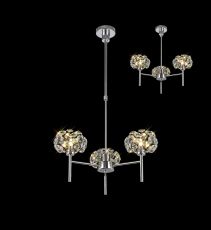 Hiphonic 57cm 3 Light G9 Telescopic Light With Polished Chrome/Crystal Shade