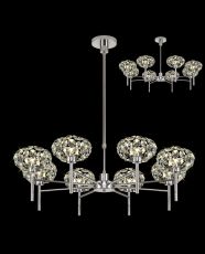 Hiphonic 8 Light G9 Telescopic Light With Polished Chrome And Crystal Shade