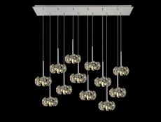 Hiphonic 12 Light G9 2m Linear Pendant With Polished Chrome/Crystal Shade
