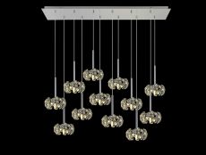 Hiphonic 12 Light G9 2m Linear Pendant With Polished Chrome And Crystal Shade