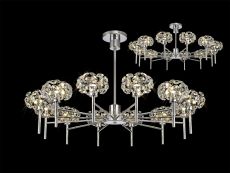 Hiphonic 102cm 12 Light G9 Telescopic Light With Polished Chrome/Crystal Shade