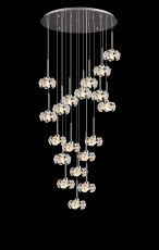 Hiphonic 78.5cm 19 Light G9 3.5m Round Multiple Pendant With Polished Chrome/Crystal Shade, Item Weight: 19.4kg