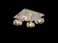 Hiphonic Square 4 Light G9 40cm Flush Light With Polished Chrome Square And Crystal Shade