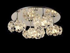 Hiphonic Round 5 Light G9 Flush Light With Polished Chrome And Crystal Shade