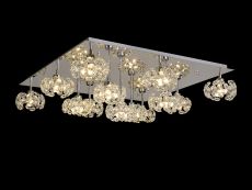 Hiphonic Square 13 Light G9 Flush Light With Polished Chrome Square/Crystal Shade, Item Weight: 17.2kg