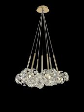 Hiphonic 7 Light G9 1.5m Cluster Pendant With French Gold And Crystal Shade