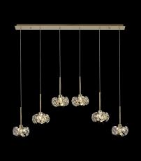 Hiphonic 6 Light G9 2m Linear Pendant With French Gold And Crystal Shade
