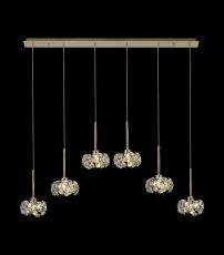 Hiphonic 6 Light G9 2m Linear Pendant With French Gold/Crystal Shade
