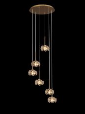 Hiphonic 6 Light G9 2.5m Round Multiple Pendant With French Gold And Crystal Shade