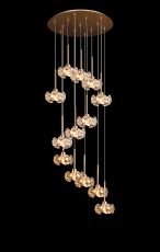 Hiphonic 13 Light G9 2.5m Round Multiple Pendant With French Gold And Crystal Shade