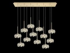 Hiphonic 12 Light G9 2m Linear Pendant With French Gold/Crystal Shade