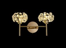 Hiphonic 2 Light G9 Switched Wall Lamp With French Gold/Crystal Shade