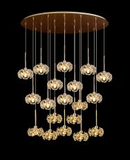 Hiphonic 97x57cm 19 Light G9 3.5m Oval Multiple Pendant With French Gold/Crystal Shade, Item Weight: 18.4kg