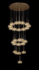 Hiphonic 24 Light G9 5m Round Multiple Pendant With French Gold And Crystal Shade, Item Weight: 25.2kg