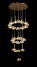 Hiphonic 92cm 24 Light G9 5m Round Multiple Pendant With French Gold/Crystal Shade, Item Weight: 25.2kg
