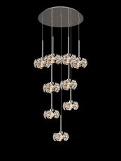 Hiphonic 9 Light G9 Universal 2.5m Round Multiple Pendant And Crystal Shade, Polished Chrome