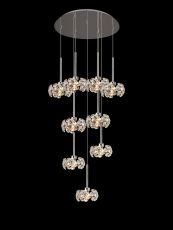 Hiphonic 50cm 9 Light G9 2.5m Round Multiple Pendant/Crystal Shade, Polished Chrome