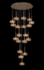 Hiphonic 19 Light G9 3.5m Round Multiple Pendant With French Gold And Crystal Shade, Item Weight: 19.4kg