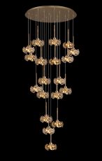 Hiphonic 78.5cm 19 Light G9 3.5m Round Multiple Pendant With French Gold/Crystal Shade, Item Weight: 19.4kg