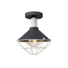 Hopestone 25cm Semi Flush Ceiling, 1 Light E27, IP65, Anthracite/Matt White, 2yrs Warranty