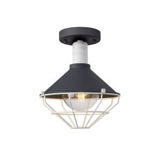 Hopestone Semi Flush Ceiling, 1 Light E27, IP65, Anthracite/Matt White, 2yrs Warranty