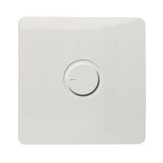 Trendi, Artistic Modern 1 Gang 1 Way Dimmer Switch, 200W (NOT LED) Ice White Finish, BRITISH MADE, (35mm Back Box), 5yrs Warranty