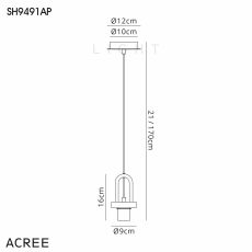 Urasawa 12cm Mini 1 Light Pendant, (FRAME ONLY), 1 x E27, Aged Pewter/Matt Black