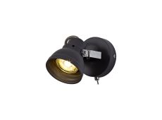 Latte Adjustable Switched Spotlight, 1 x GU10 (Max 10W LED), Matt Grey/Polished Chrome