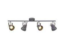 Latte Adjustable Linear Bar Spotlight, 4 x GU10 (Max 10W LED), Matt Grey/Polished Chrome