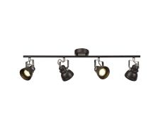 Latte Adjustable Linear Bar Spotlight, 4 x GU10 (Max 10W LED), Oiled Bronze/Polished Chrome