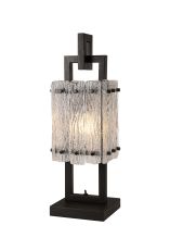 Lobster Table Lamp, 1 Light E27, Matt Black/Crystal Sand Glass