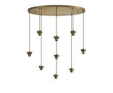 Zenth Antique Brass 9 Light E27 Oval Multiple Pendant (FRAME ONLY)