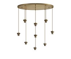 Zenth Antique Brass 9 Light E27 Oval Multiple Pendant (FRAME ONLY)