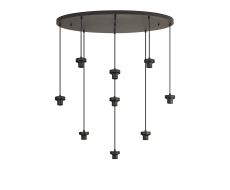 Zenth Satin Black 9 Light E27 Oval Multiple Pendant (FRAME ONLY)