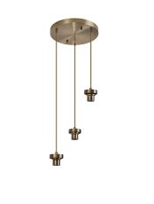 Zenth Antique Brass 3 Light E27 2m Round Multiple Pendant (FRAME ONLY)